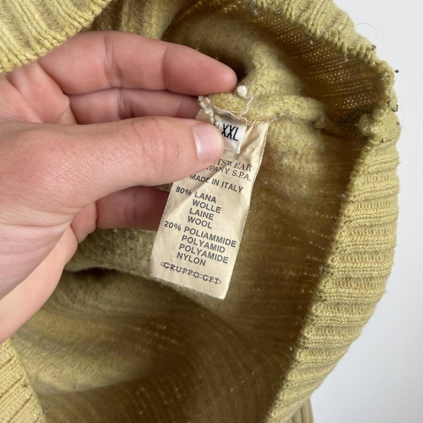 90's Stone Island Ribbed Wool Blend Knit Jumper Beige (M/L) | Medium, Beige
