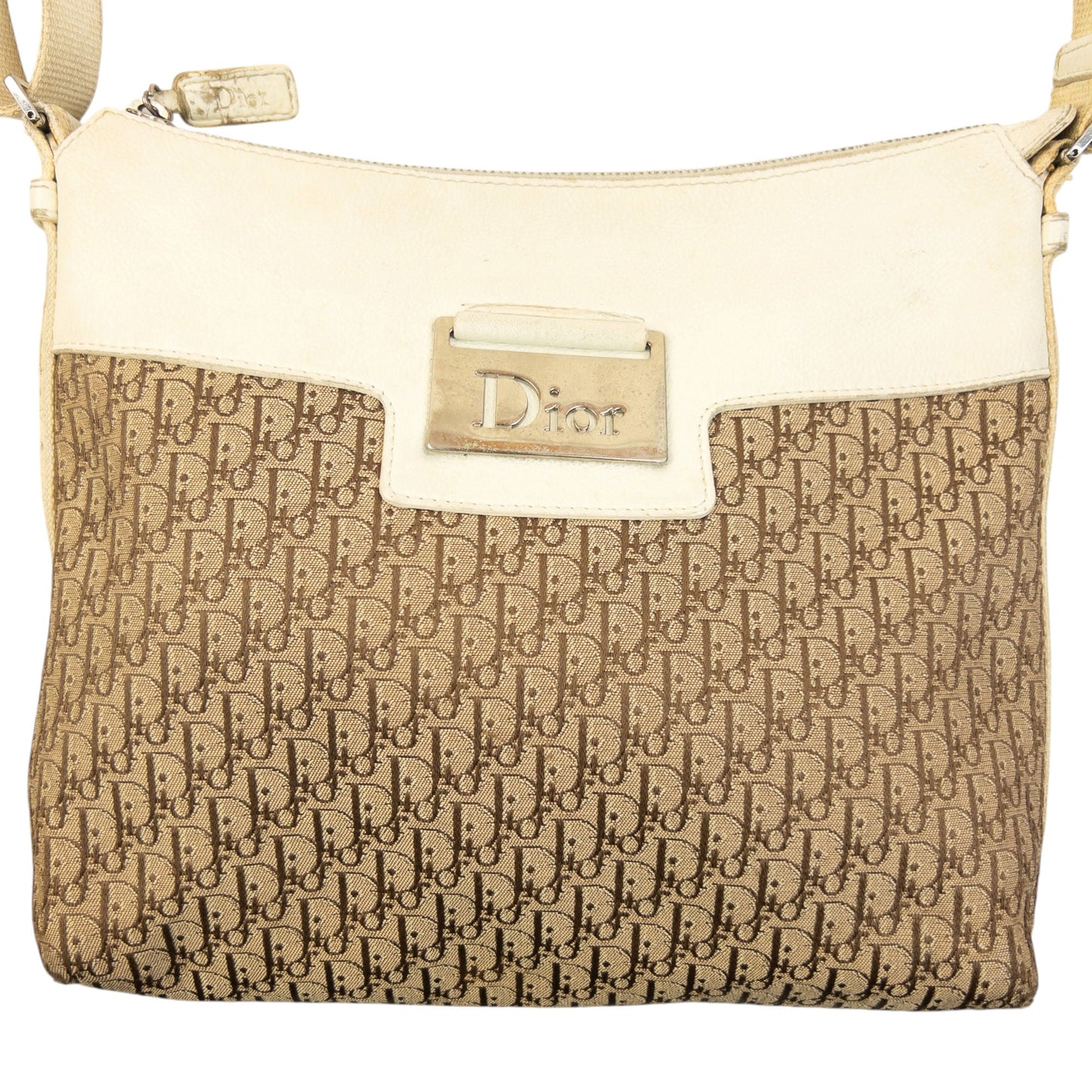 Vintage 2000s Dior Monogram Crossbody Bag | O/S, Beige