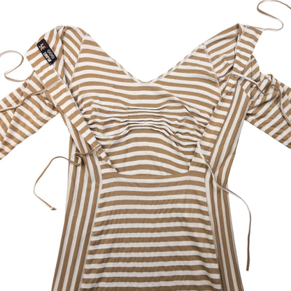 Vintage Jean Paul Gaultier JPG Jeans Striped Tie-Back Dress Womens Size L