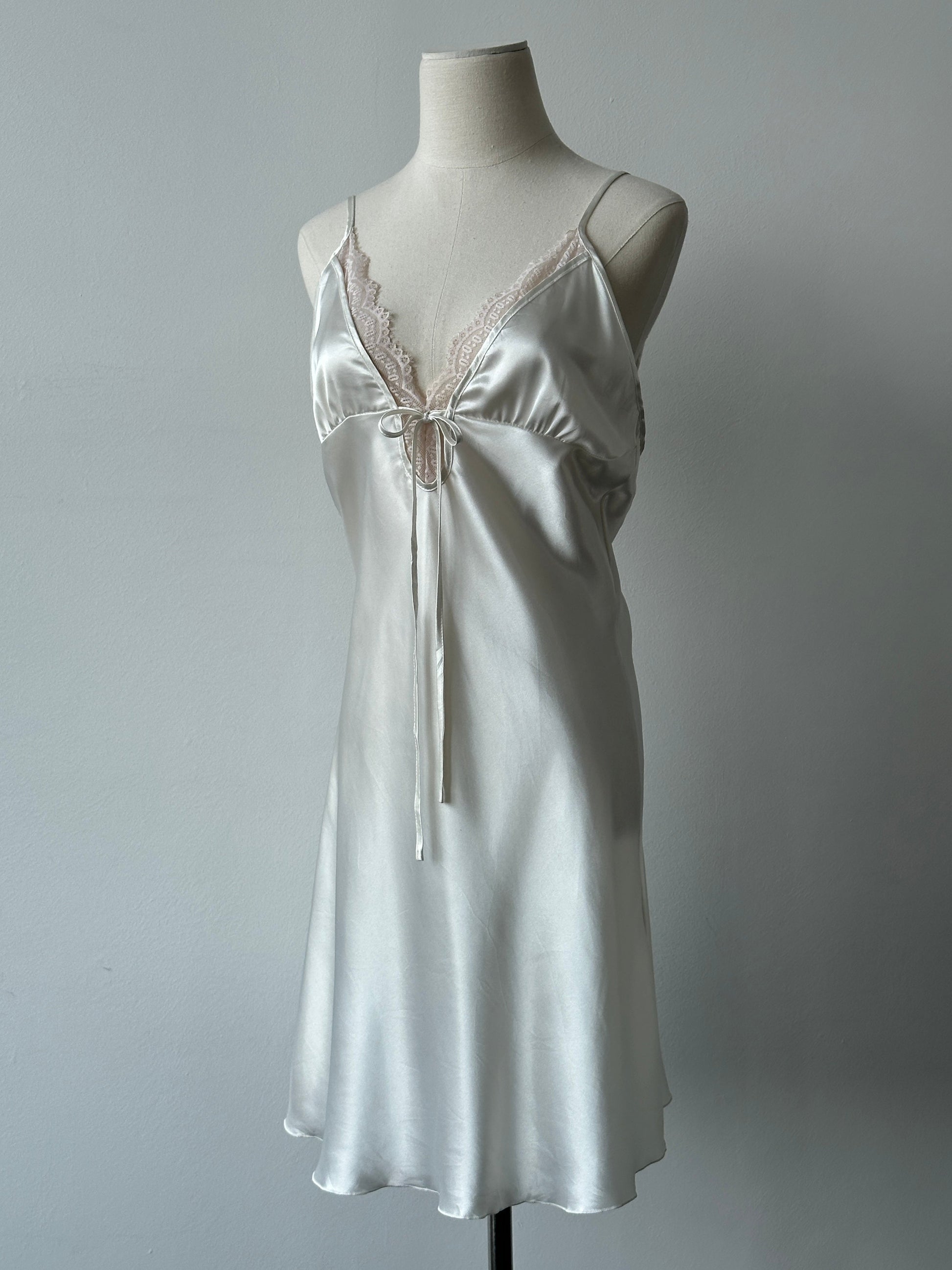 Vintage 2000s Satin Lace Midi Slip Dress - L