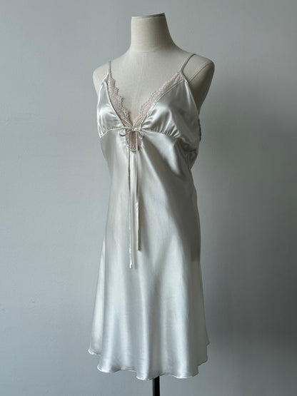 Vintage 2000s Satin Lace Midi Slip Dress - L