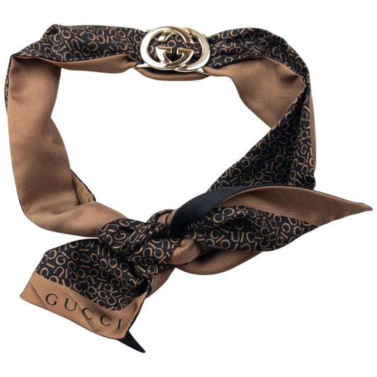 Vintage 2000s Gucci Monogram Silk Neck Scarf | O/S, Multicoloured