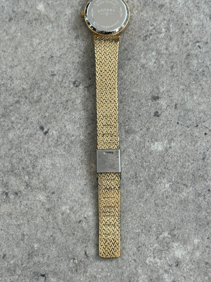 Rotary 1980s Gold Plated Quartz Bracelet Logo Watch