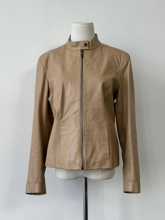 Vintage 1990s Fitted Moto Leather Jacket - S-M