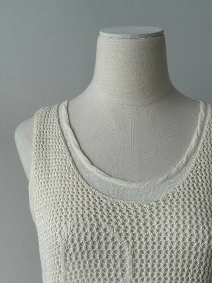 Donna Karan 1990s Cotton Linen Layered Top - M