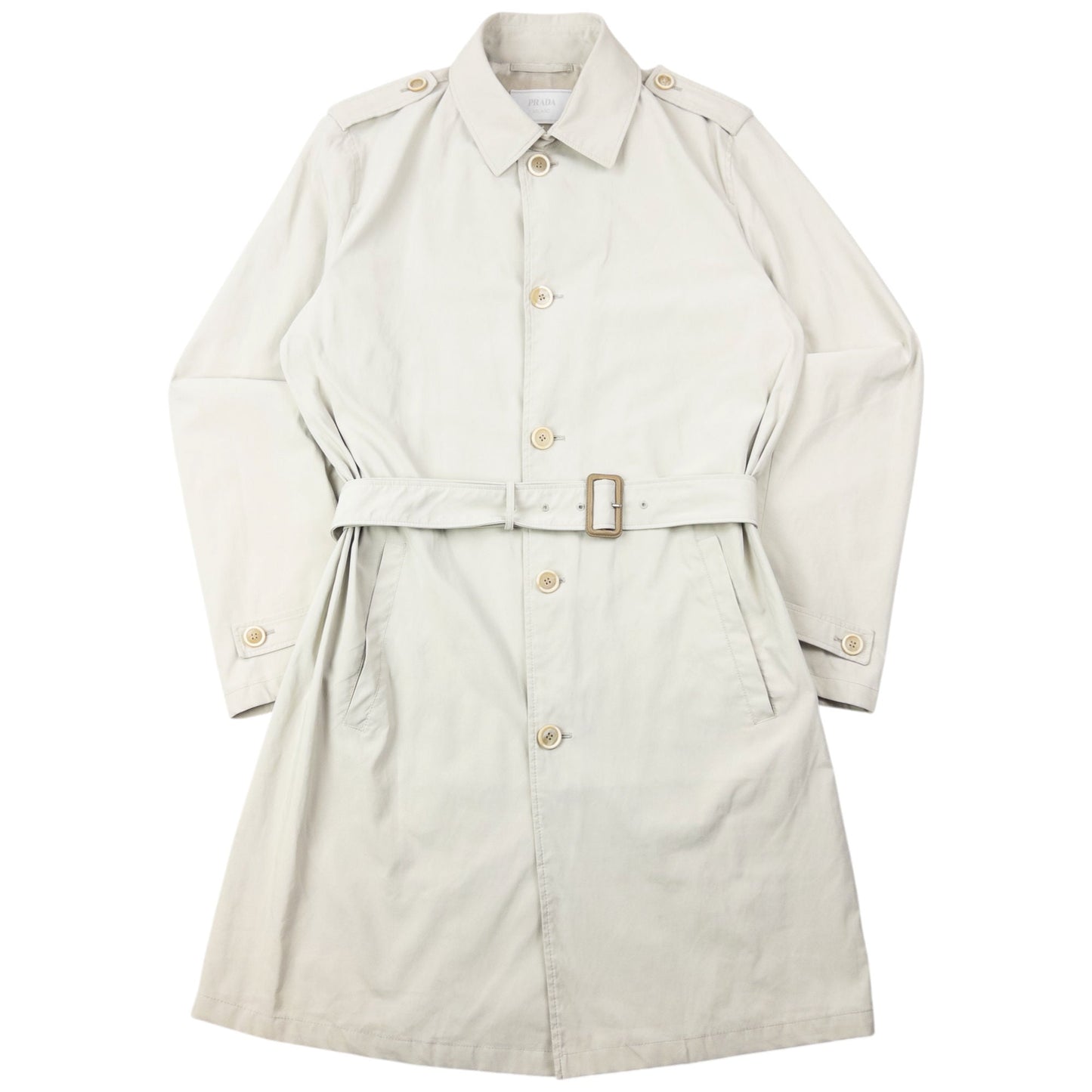 Vintage 2008 Prada Belt Waist Trench Jacket Size M | Medium, Cream