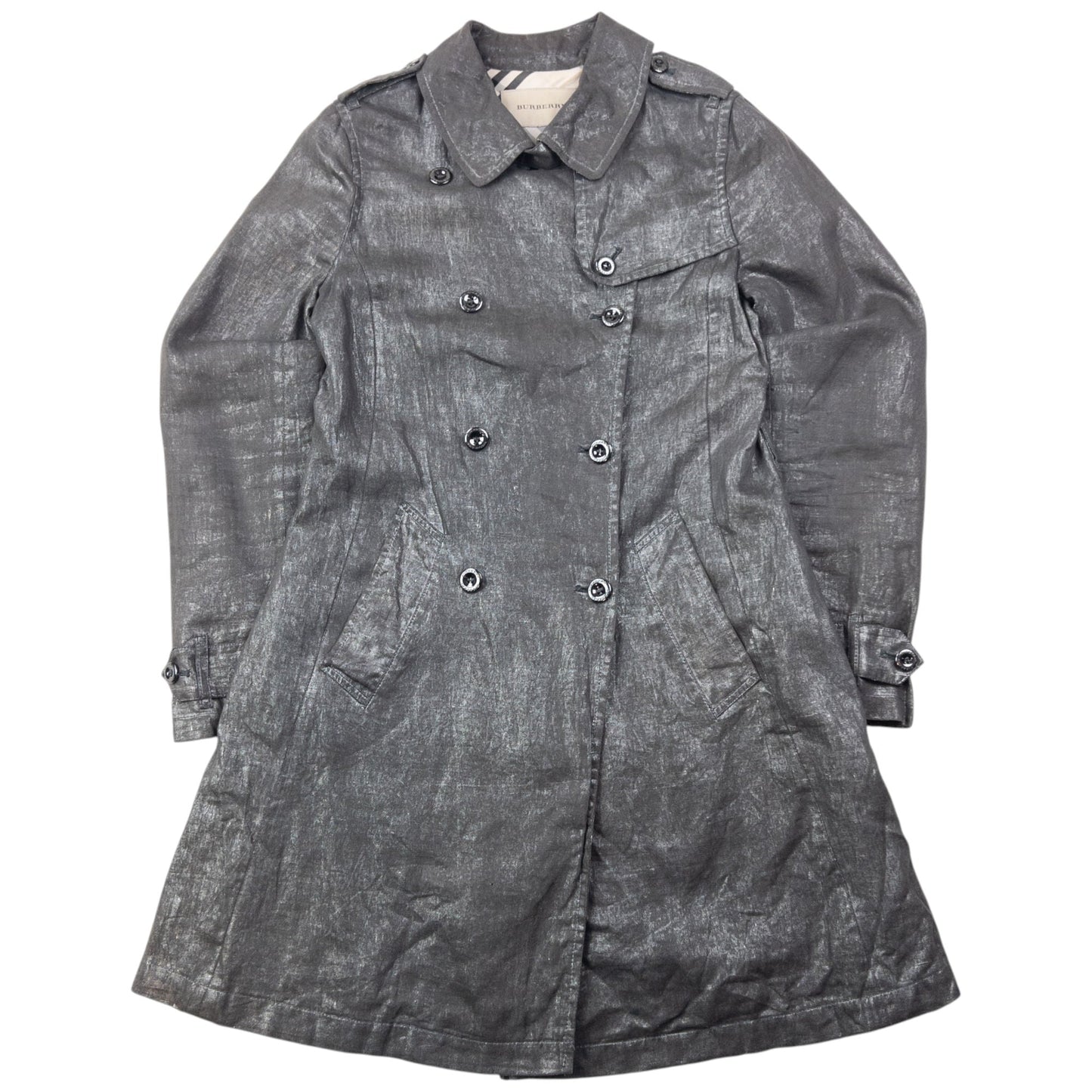 Vintage 2000s Burberry Metallic Trench Jacket Womens Size M