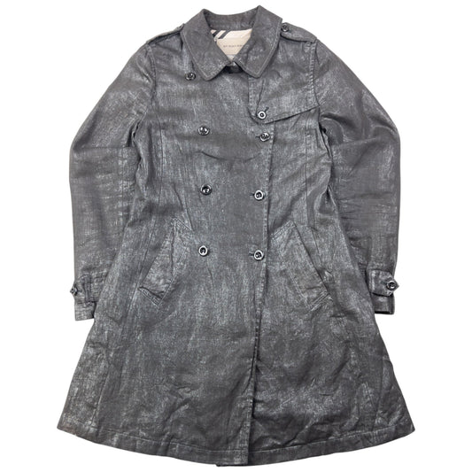 Vintage 2000s Burberry Metallic Trench Jacket Womens Size M