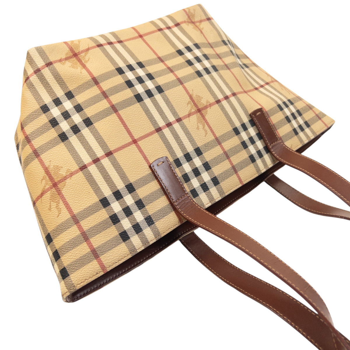 Vintage 2000s Burberry Nova Check Leather Shoulder Bag | O/S, Beige