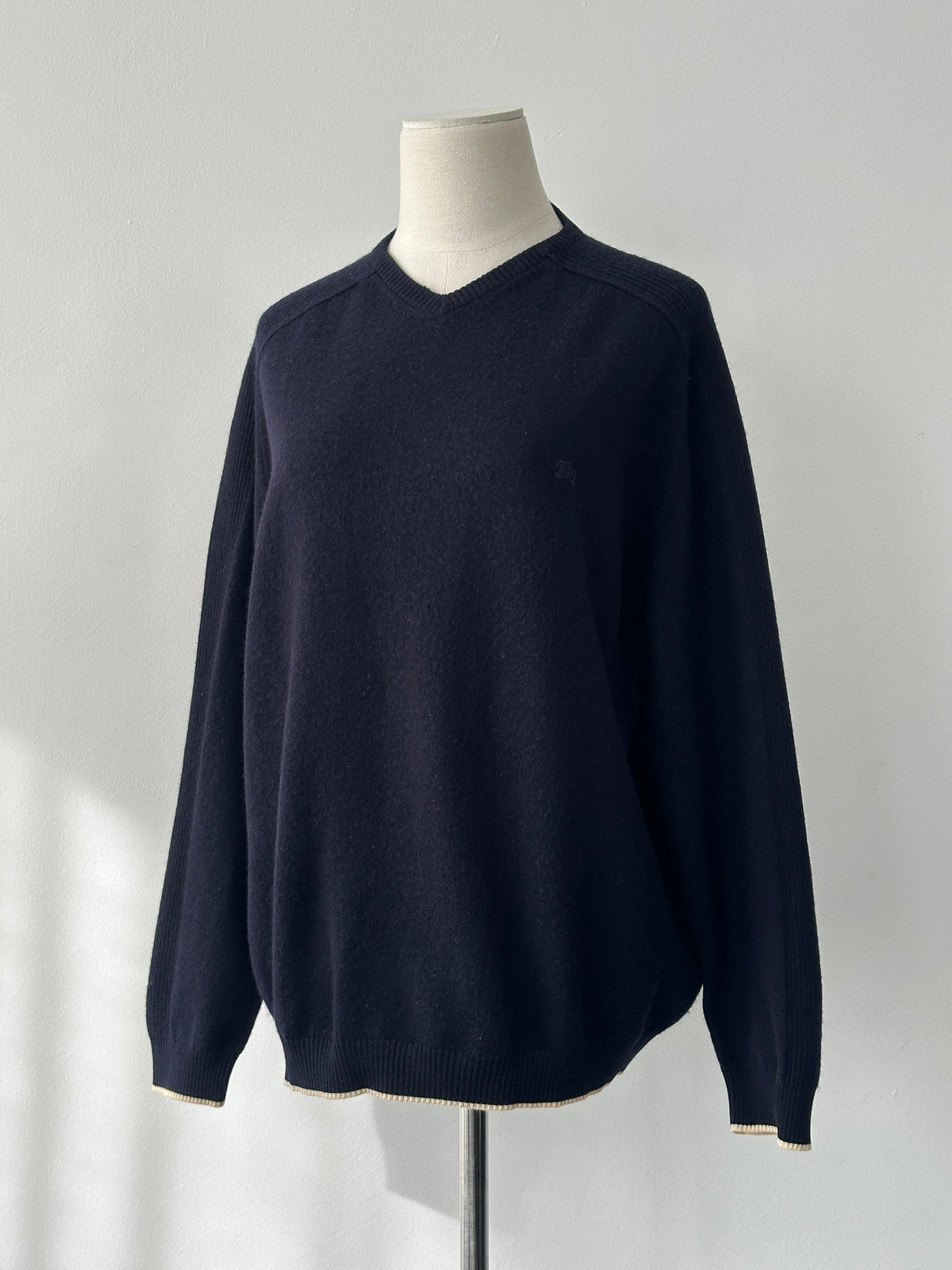 Burberry London 1990s Wool V Neck Knit Jumper - M