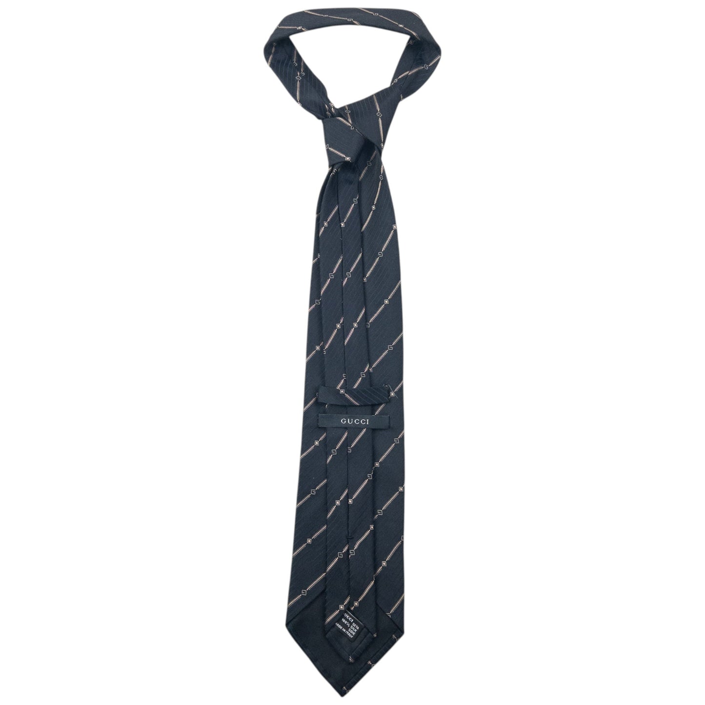 Vintage 2000s Gucci Striped Silk Tie | O/S, Cream