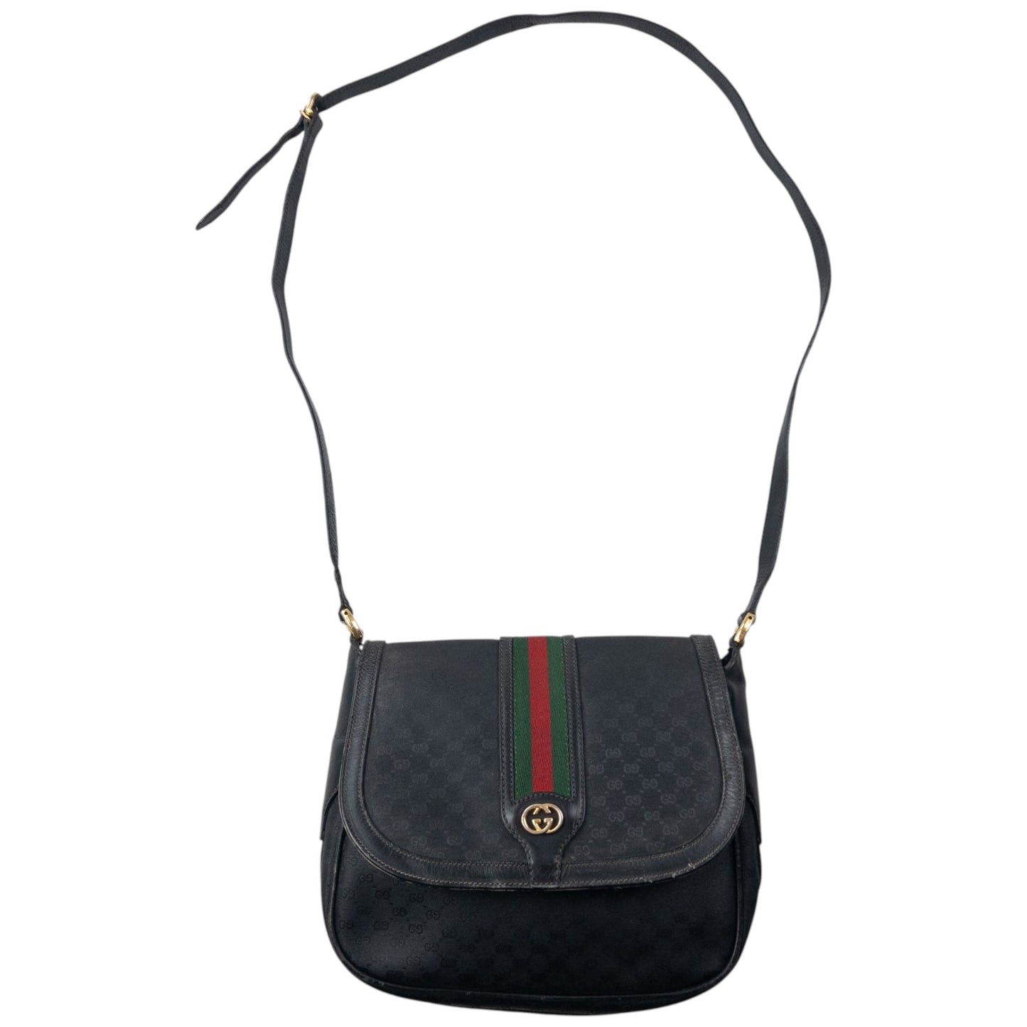 Vintage 80s Gucci Monogram Leather Crossbody Bag