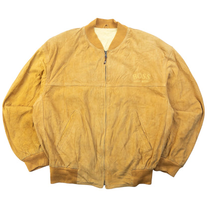 Vintage 90s Hugo Boss Zip Up Suede Bomber Jacket Size L | Large, Multicoloured