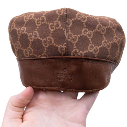 Vintage 2000s Gucci Monogram Flat Cap Size L | O/S, Brown