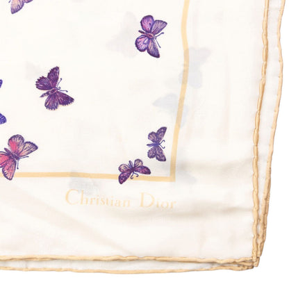 Vintage 2000s Dior Butterfly Print Silk Scarf | O/S, Cream