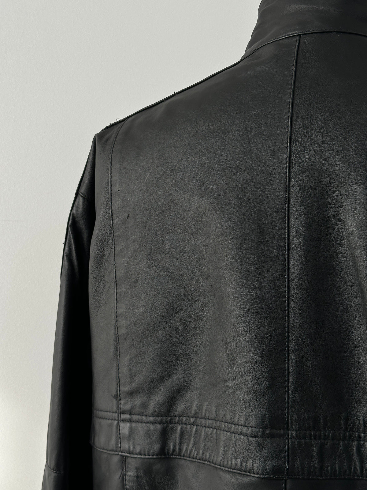 Vintage 1990s High Neck Leather Jacket - XL