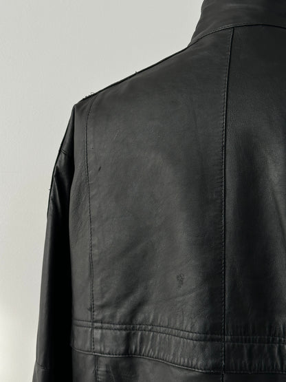 Vintage 1990s High Neck Leather Jacket - XL