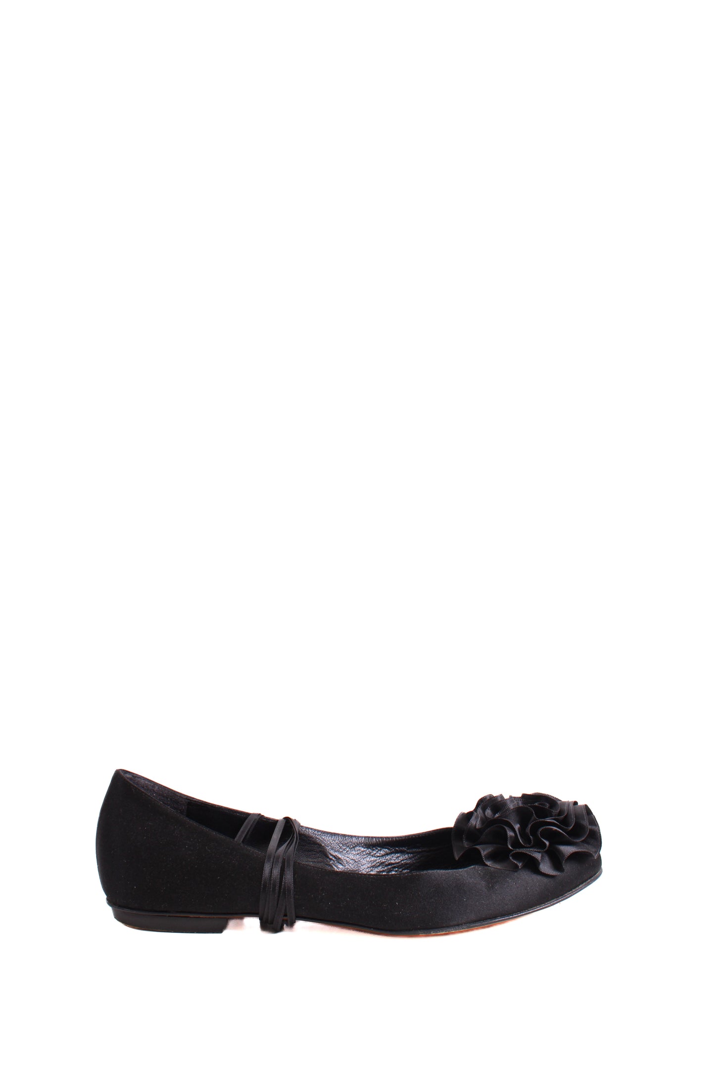 Chanel CC Ruffle Camellia Ballet Flats Black 38 | O/S, Black