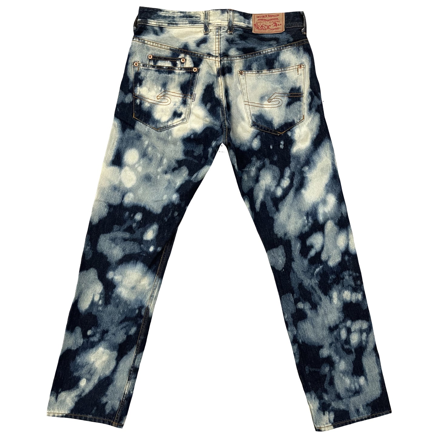 Duppies Destroy Babylon Bleach Jeans - W32"