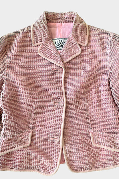 Gianni Versace 1990's Vintage Pink Waffle Suit