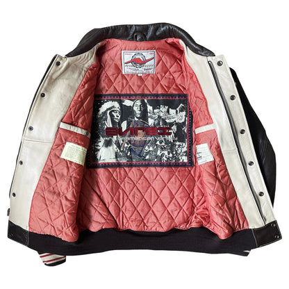 Avirex 'Spider Rock' Leather Varsity Jacket - S