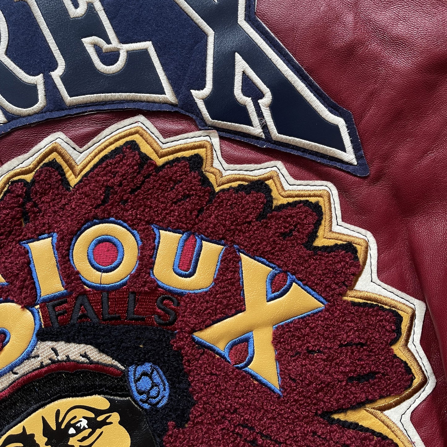 Avirex 'Sioux Football Team' Leather Varsity Jacket - M