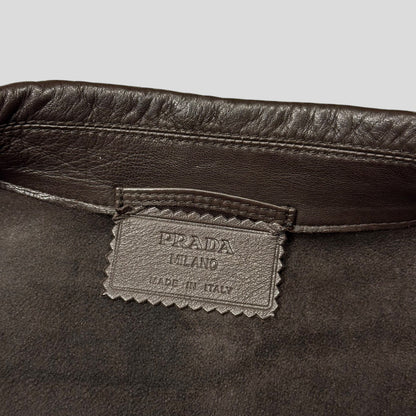 Prada Milano 00’s Nappa Leather Brown Military Field Jacket - IT54 (L)