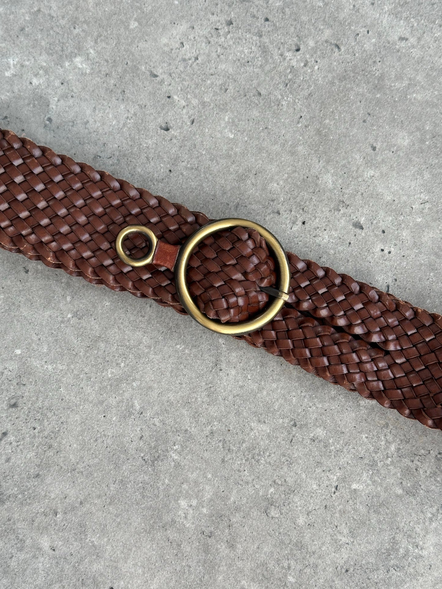 Vintage 1990s Leather Woven Belt - W24-29