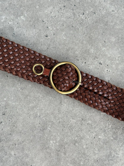 Vintage 1990s Leather Woven Belt - W24-29
