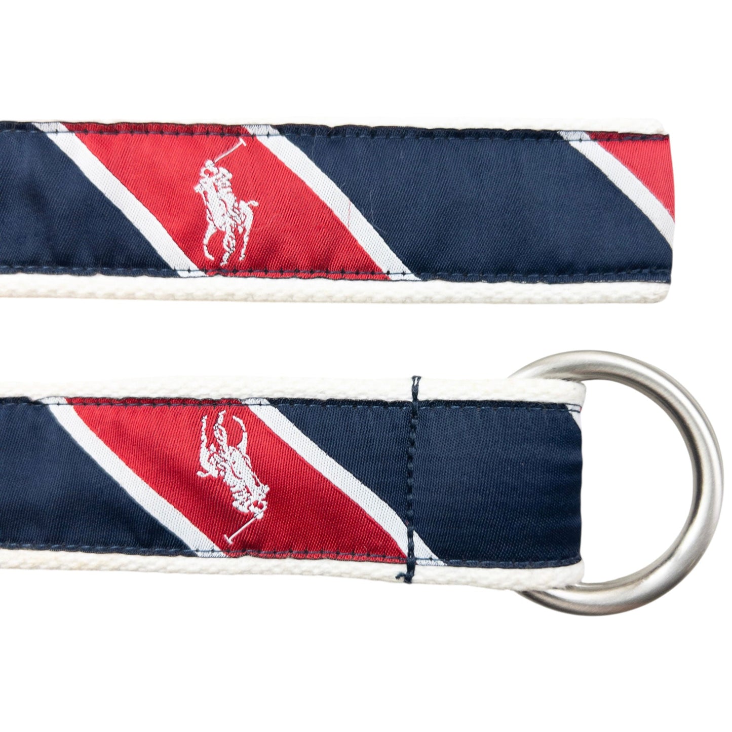 Vintage 90s Polo Ralph Lauren Striped Monogram Belt Size M | W30, Red, Navy