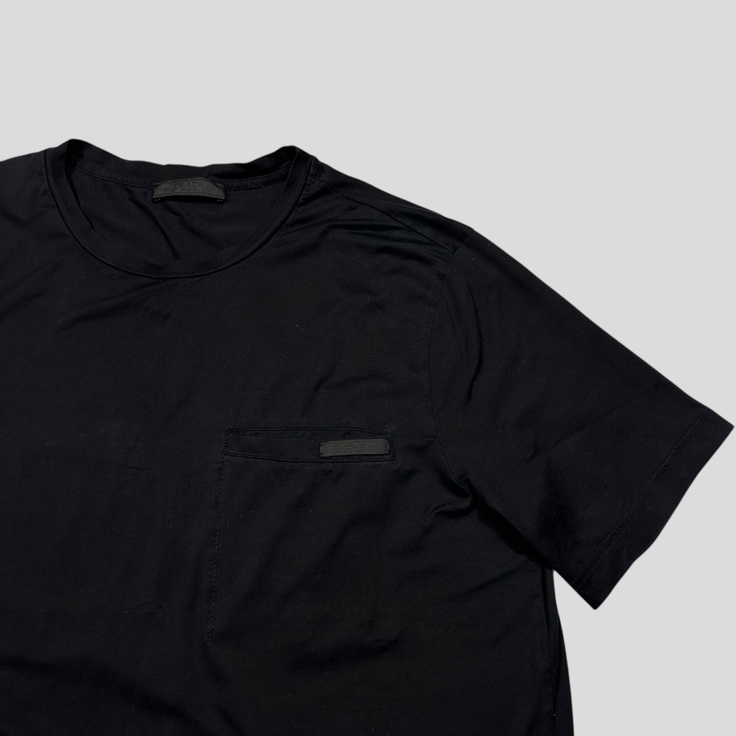 Prada 2017 Black Soft Cotton Pocket Logo T-shirt - XL (L)
