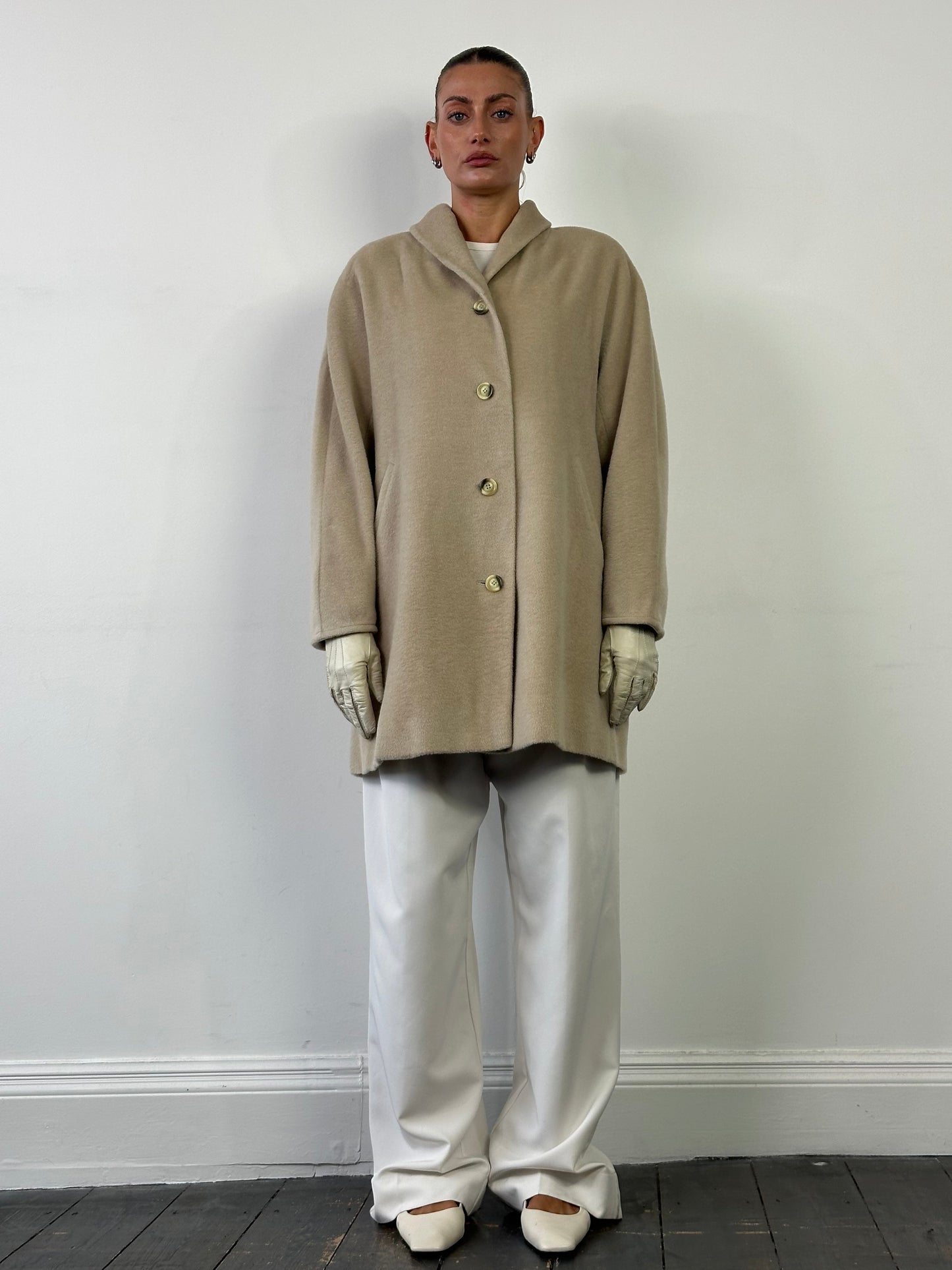 Max Mara Brushed Wool Cashmere Single Breasted Coat - M/L