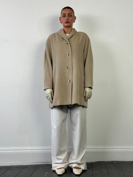 Max Mara Brushed Wool Cashmere Single Breasted Coat - M/L