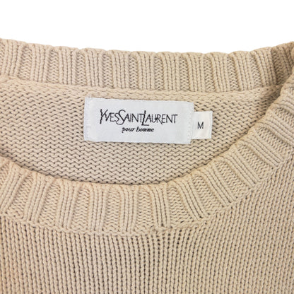Vintage 2000s YSL Yves Saint Laurent Knit Jumper Size M | Medium, Beige