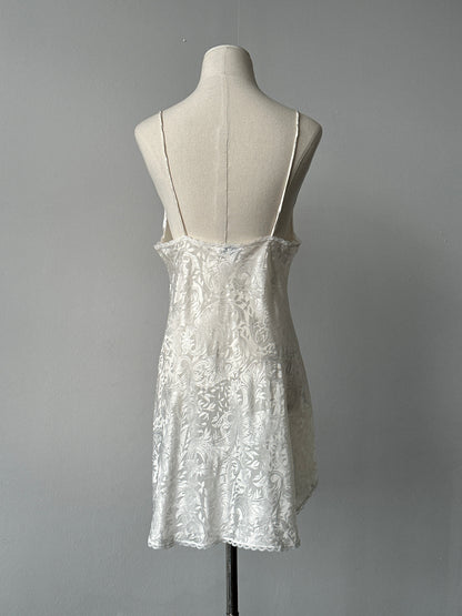 USA Vintage 1990s Satin Print Lace Midi Slip Dress - S-M