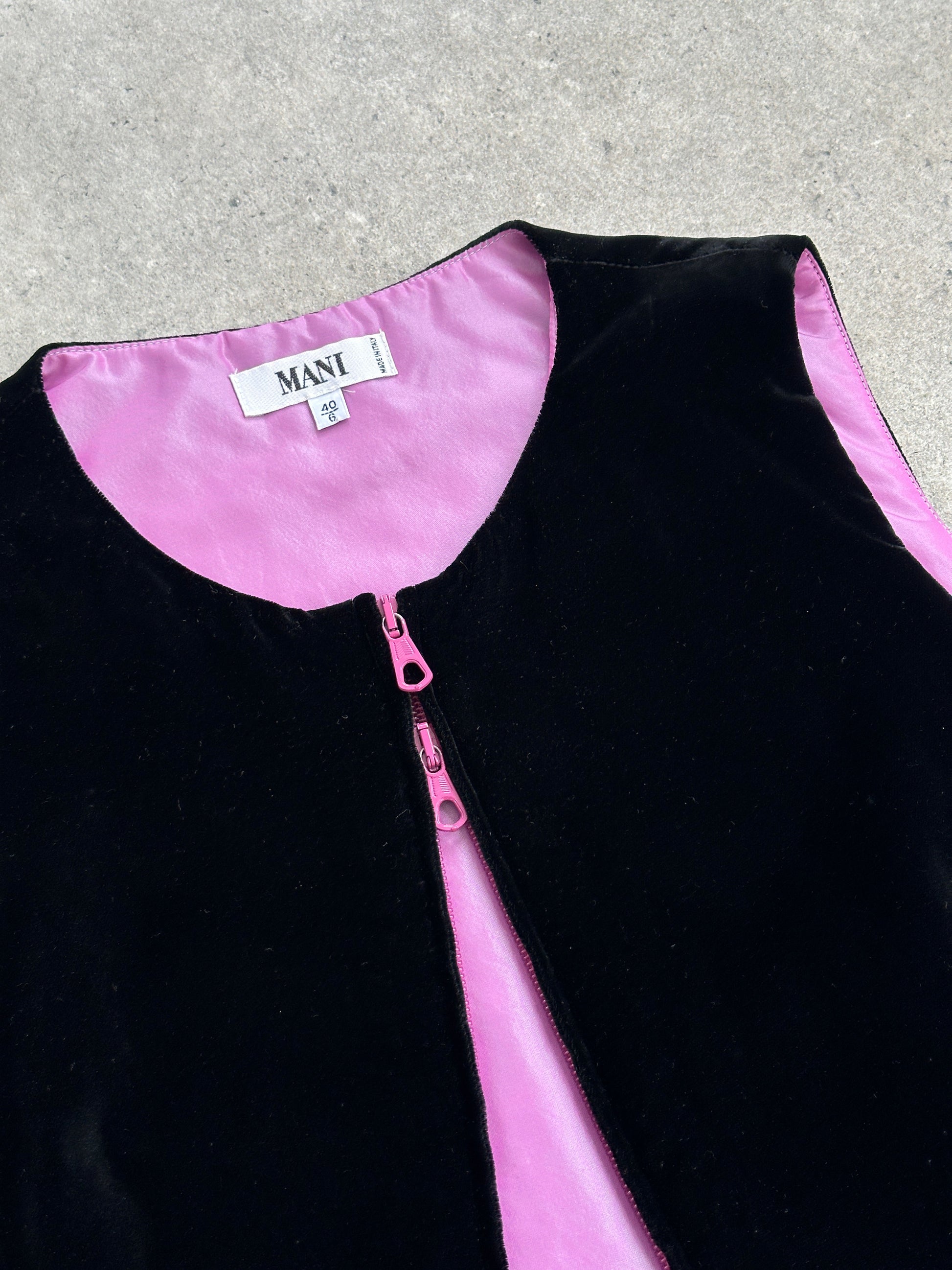 Mani 1990s Velvet Double Zip Waistcoat - S