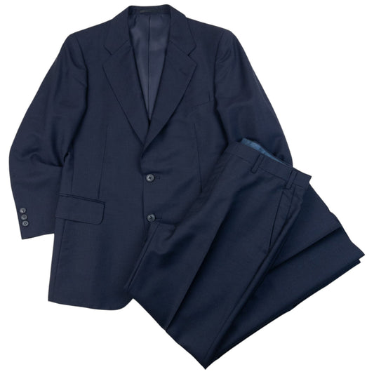 Vintage 90s Burberry Wool & Mohair Jacket & Trousers Suit Set Size S | Small, Navy