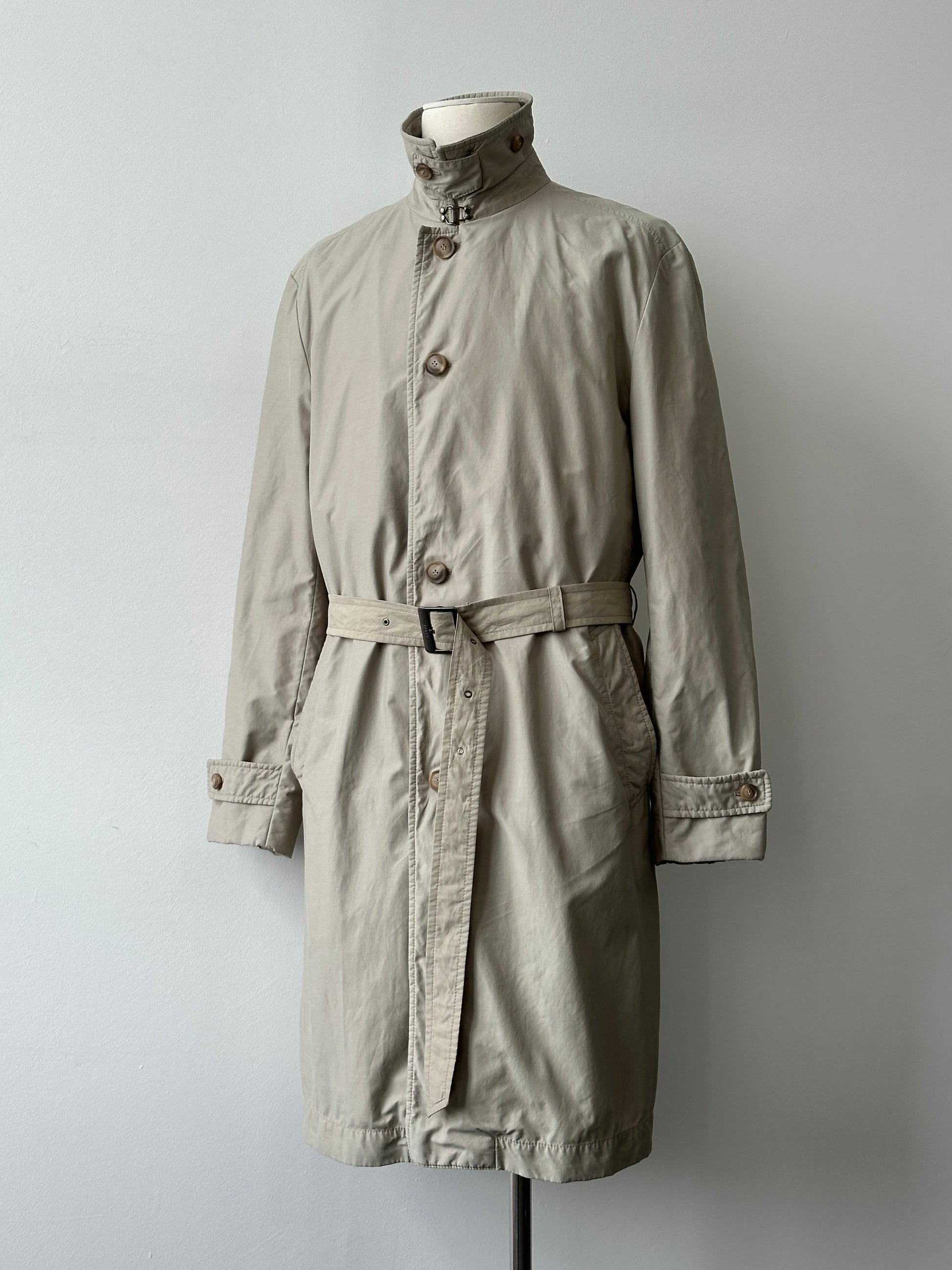 Hugo Boss 2000s High Neck Belted Trench Coat - L