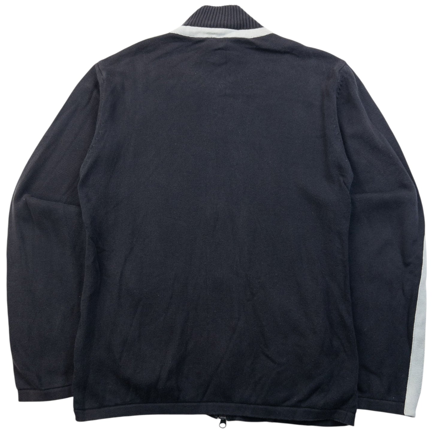 Vintage 2000s Armani Jeans Ribbed Zip Up Jumper Size M | Medium, Blue