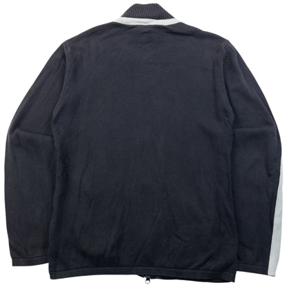 Vintage 2000s Armani Jeans Ribbed Zip Up Jumper Size M | Medium, Blue