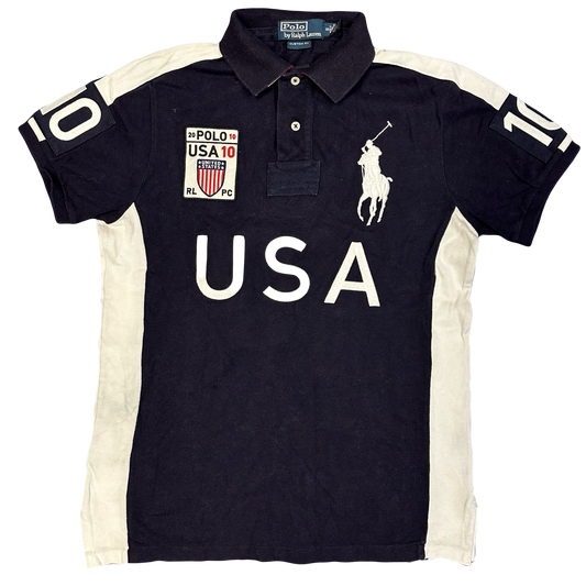 Ralph Lauren USA Polo In Navy & White ( S )