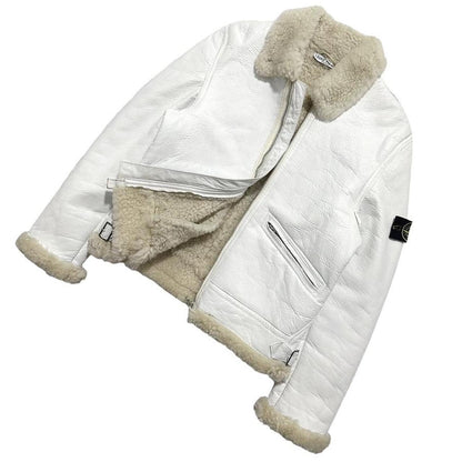 Stone Island Hand Painted Sheepskin Leather Jacket