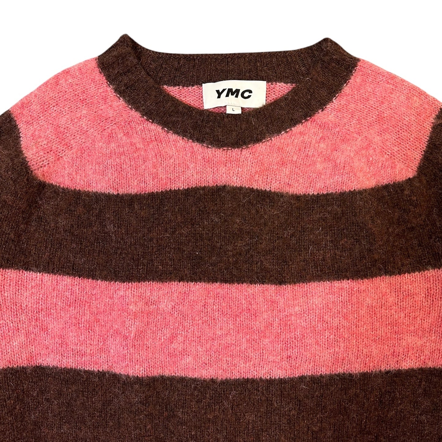 YMC Suedehead Pink Striped Sweatshirt
