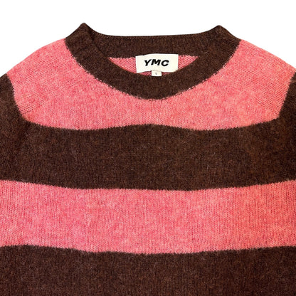 YMC Suedehead Pink Striped Sweatshirt