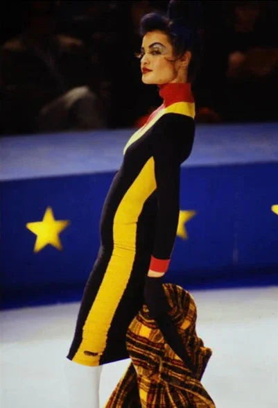 Junior Gaultier F/W 1991 tartan faux fur coat