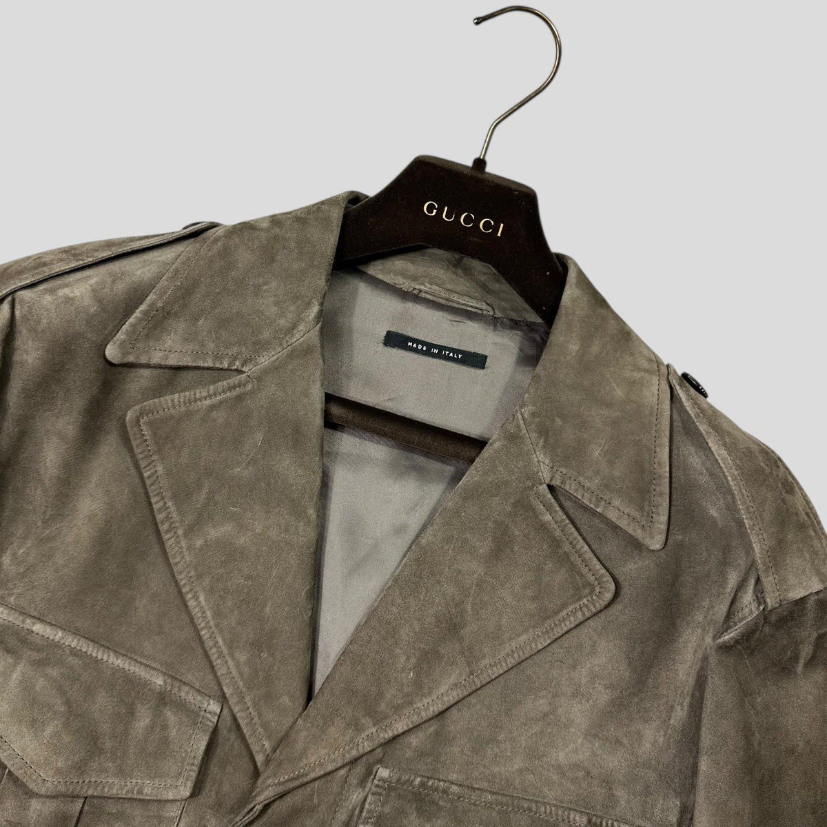 Gucci by Tom Ford FW03 Suede Leather Western Military Jacket - IT54 (L) | Large, Multicoloured