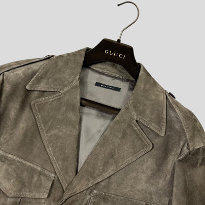 Gucci by Tom Ford FW03 Suede Leather Western Military Jacket - IT54 (L) | Default Title, Multicoloured