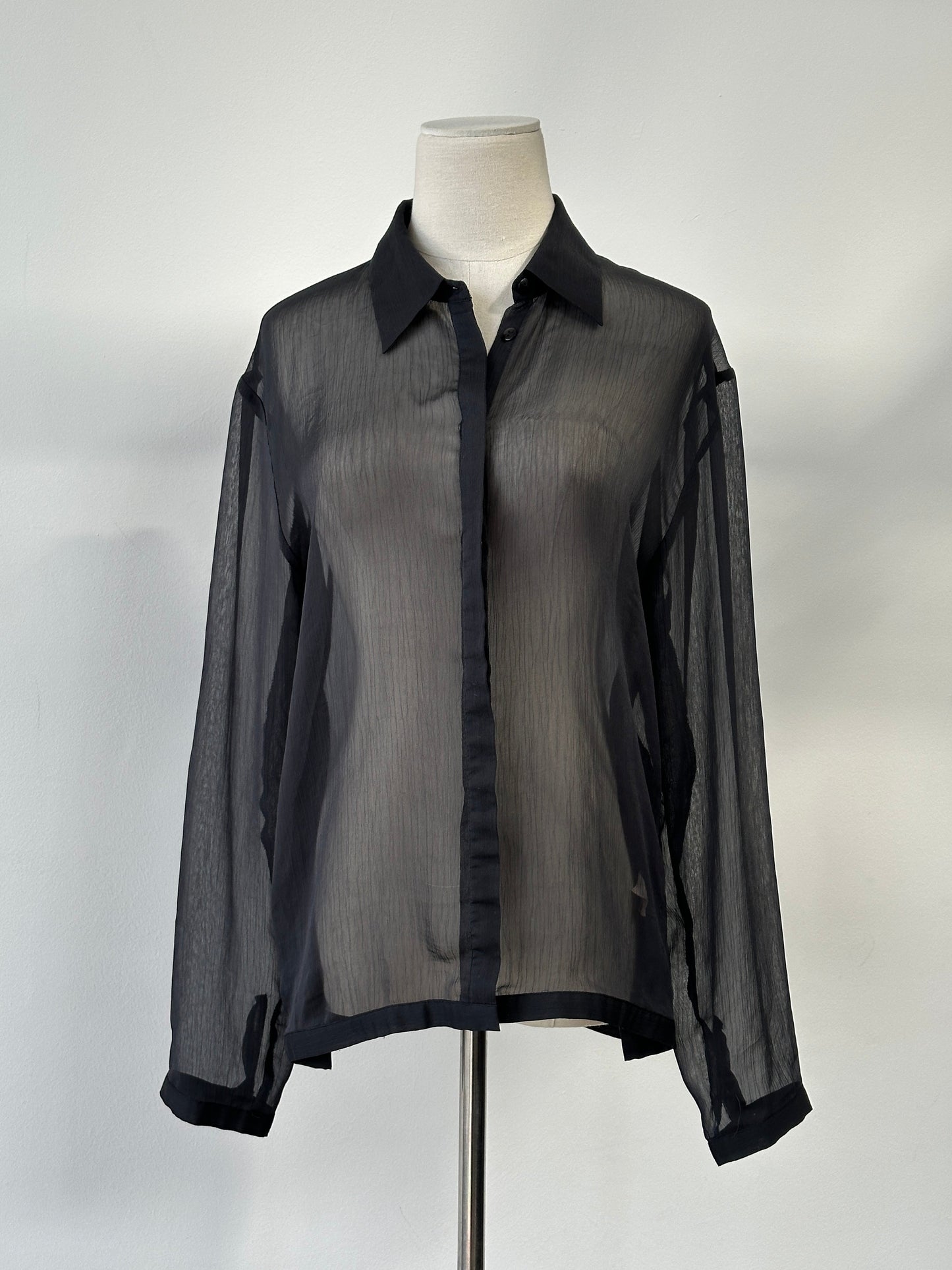 Vintage 2000s Sheer Concealed Placket Shirt - S