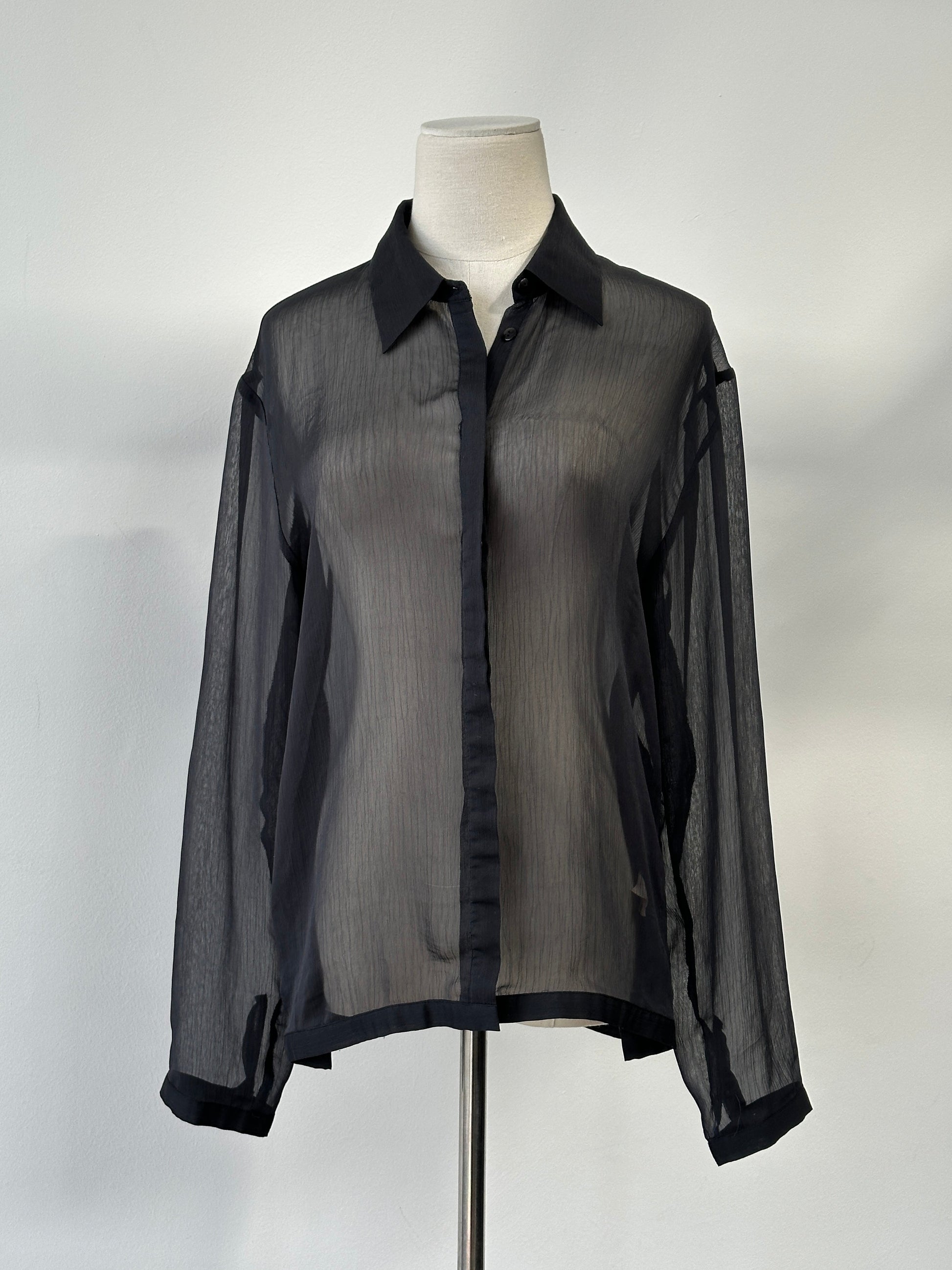 Vintage 2000s Sheer Concealed Placket Shirt - S