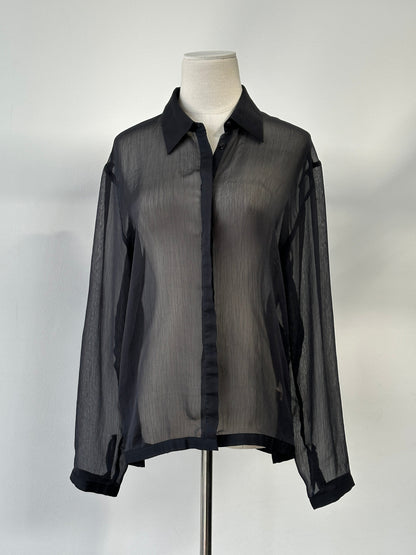 Vintage 2000s Sheer Concealed Placket Shirt - S